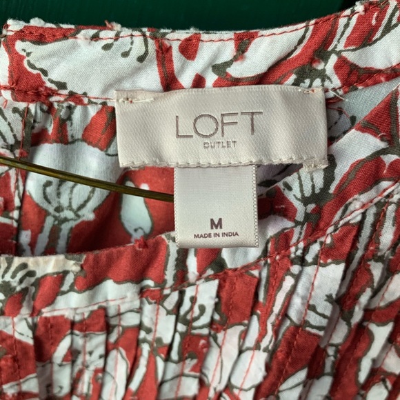 Red-Orange and White Loft Blouse - Picture 2 of 3